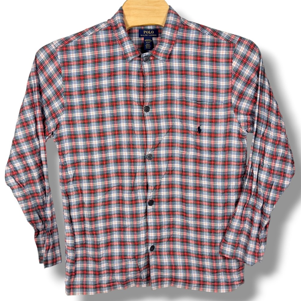 Polo Ralph Lauren Sleepwear Top Mens Medium Multicolor Plaid Cotton Blend Prep